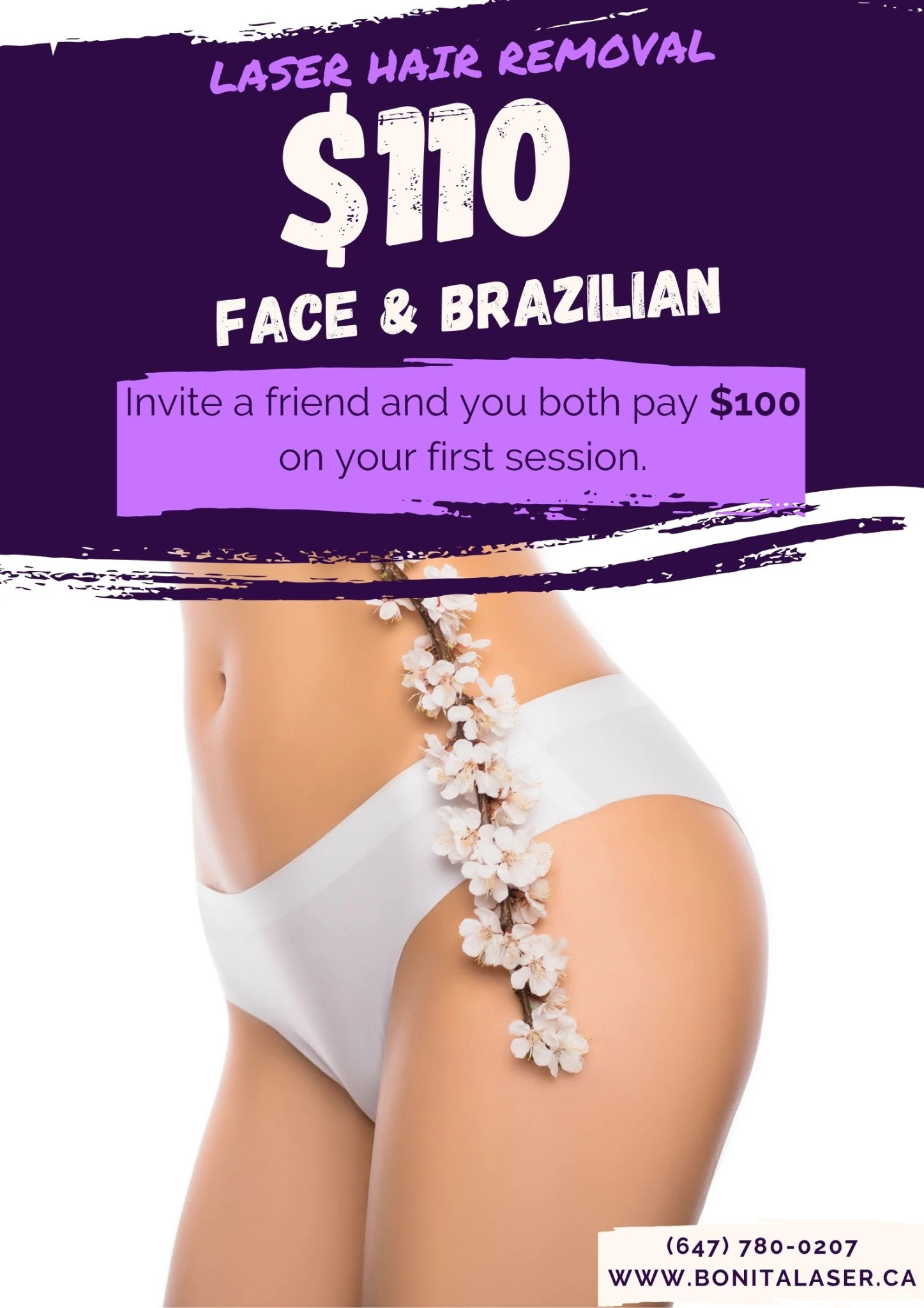 Laser hair removal special for face and Brazilian