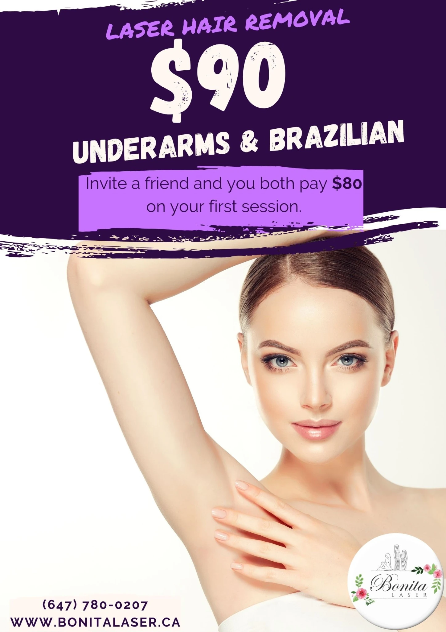 Laser hair removal special for face and underarms